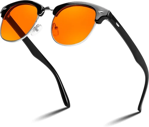 Vista 10 de FEISEDY Orange Blue Light Blocking Glasses for Woman Men Amber Lenses Computer Gaming Glasses for Better Sleep