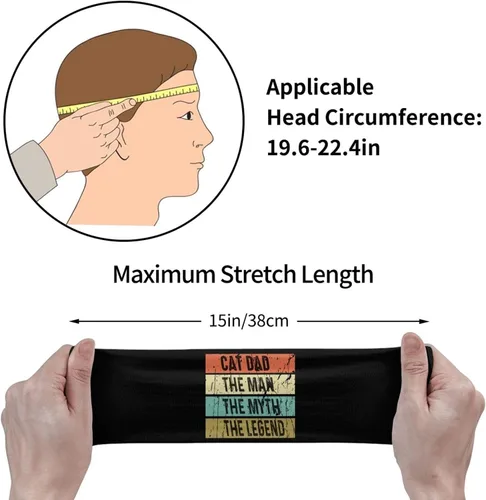 Vista 7 de Cat Dad The Man The Myth The Legend Headband for Men Women Sports Sweatband for Fitness Exercise Moisture Wicking Running Yoga Hairbands