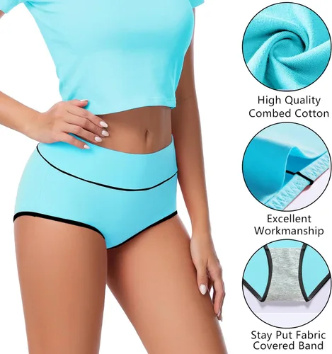 Vista 3 de Migbean Ropa interior de cintura alta para mujer, ropa interior para mujer, bragas para mujer, ropa interior de talla grande para mujer, bragas