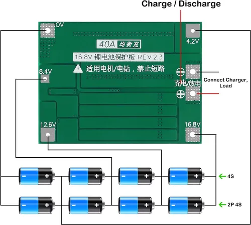 Vista 4 de 4 unids 4S 40A batería de litio de iones de litio 18650 cargador PCB BMS placa de protección con equilibrio para motor de taladro 14.8 V 16.8 V