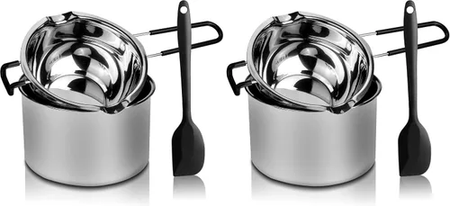 Vista 7 de Juego de olla doble de 1000ML con olla de acero inoxidable de 2200ML y espátula de silicona, juego de olla doble para derretir chocolate, caramelo