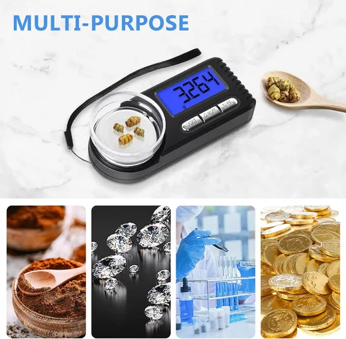 Vista 5 de THINKSCALE Báscula digital de miligramo 1.76 oz/0.00 oz, escala de mg para medicina en polvo con estuche portátil, escala de microgramos