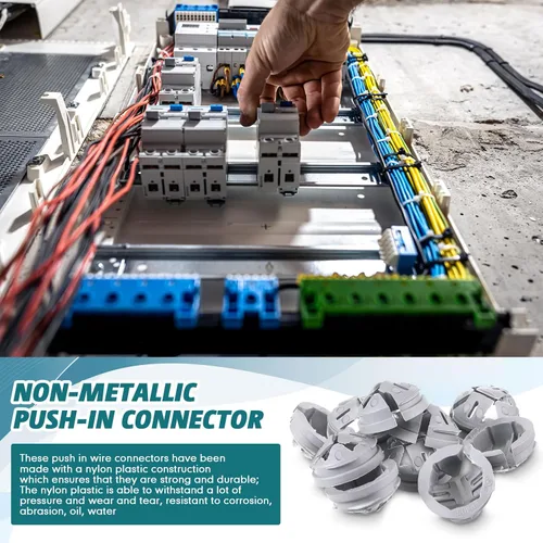Vista 5 de Sintuff 120 piezas 3/8 pulgadas - 1/2 pulg. Conector a presión de botón no metálico a granel gris NM Conector de cable Conector de conducto