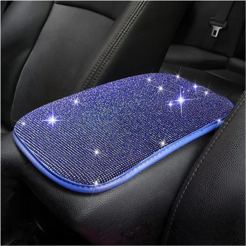 Vista 12 de Funda brillante para consola central de auto, almohadilla de reposabrazos de diamante de moda, cojín protector de brazo de cristal suave, accesorios