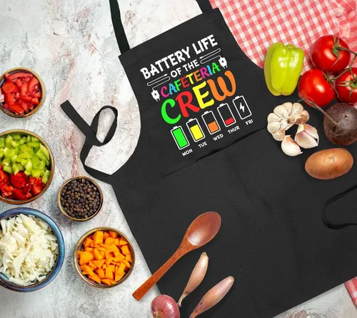 Vista 2 de Cafeteria Worker Gifts Adjustable Apron with Pockets, Lunch Lady Hero Appreciation Gifts