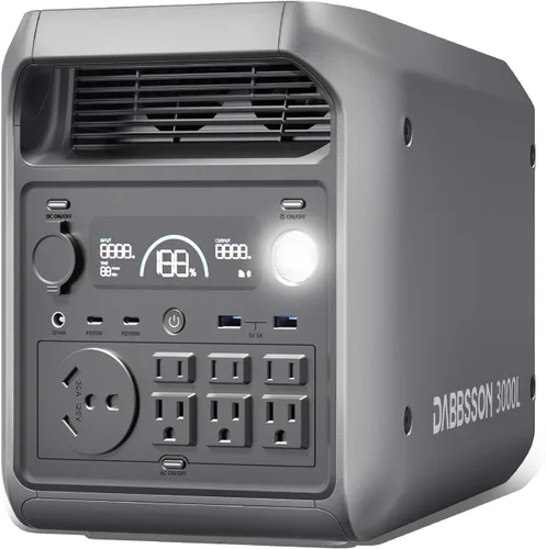 Vista 17 de DABBSSON - Estación de energía portátil de 2048 Wh, LiFePO4 semi-sólido seguro, potencia de aumento de 3300 W, salida de CA de 2200 W ×6, 41 lb