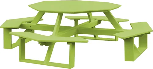 Vista 5 de Amish-Made - Mesa de picnic octágono de poliéster azul Aruba de 54 pulgadas Azul (Aruba Blue)