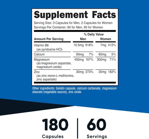 Vista 2 de Nutricost ZMA 180 Cápsulas - Suplemento ZMA sin OMG y sin gluten