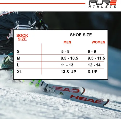 Vista 6 de Pure Athlete Calcetines de esquí fabricados en Estados Unidos, calcetines ligeros de lana de alpaca para el invierno para esquí
