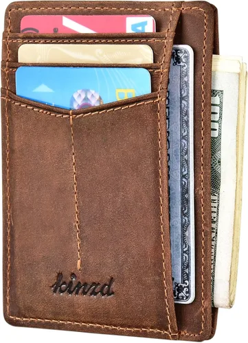 Vista 6 de Kinzd Cartera minimalista delgada con bolsillo frontal RFID para hombre