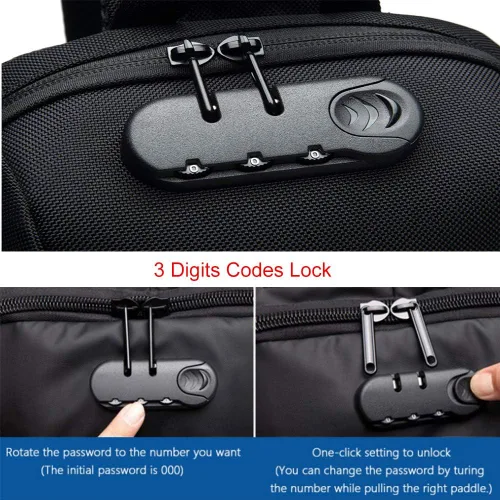 Vista 5 de ZUK - Mochila estilo bandolera antirrobo impermeable con puerto de carga USB ligera informal