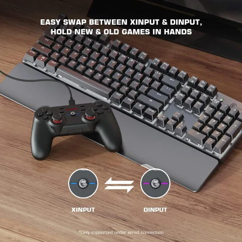 Vista 4 de GameSir T3s - Control inalámbrico para juegos para Windows PC, Android TV Box, iOS y Android, doble vibración Bluetooth Gamepad para Nintendo Switch