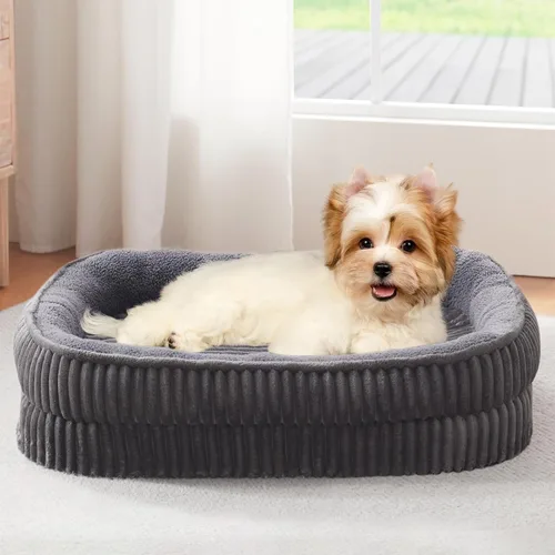 Vista 10 de Cama ortopédica para perros para cachorros, razas de perros extra pequeños, cama ovalada para gatos, sofá cama para perros de espuma de celda