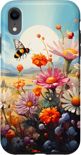 Vista 24 de Funda para iPhone 13 Pro Lively Bee en Sunny Meadow of Wildflowers
