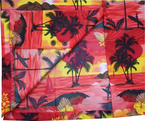 Vista 6 de Camisa con estampado hawaiano para hombre, marca Alvish.
