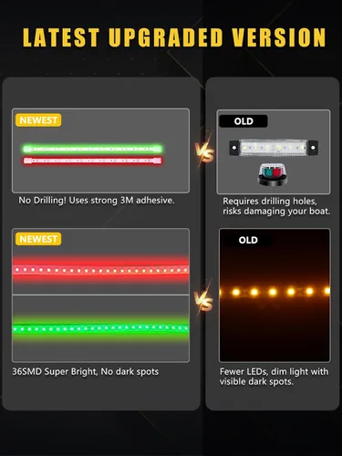 Vista 2 de YM E-Bright 4 piezas de luces de navegación para barco de 12 pulgadas, luces LED marinas de 12 V, luces IP68 impermeables para barcos, pontón, jon