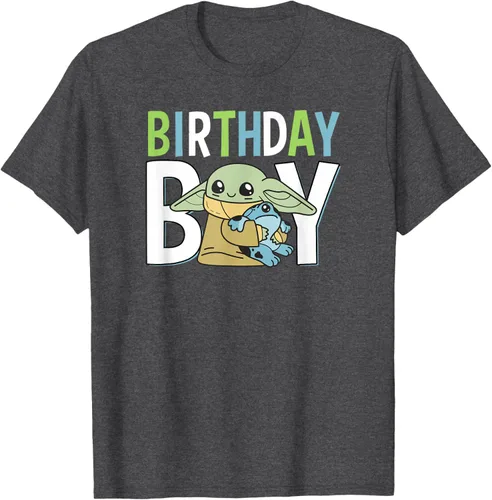 Vista 23 de Star Wars: The Mandalorian Grogu Birthday Boy Hug Blue Green T-Shirt Negro