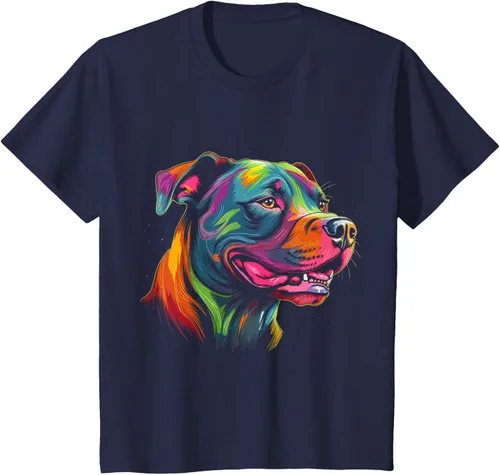 Vista 83 de Pit Bull Mom Dog Lover Colorido Artistic Pitbull Owner - Camiseta para mujer, Negro