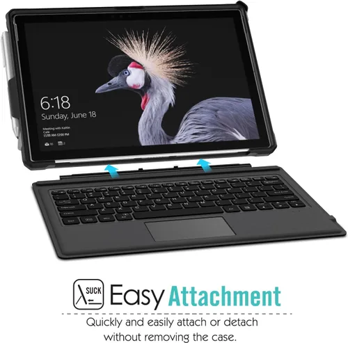 Vista 6 de MoKo Microsoft Surface Pro 7 / Pro 6 / Pro 5 / Pro 2017 / Pro 4 / Pro LTE - Funda protectora resistente todo en uno con soporte para bolígrafo