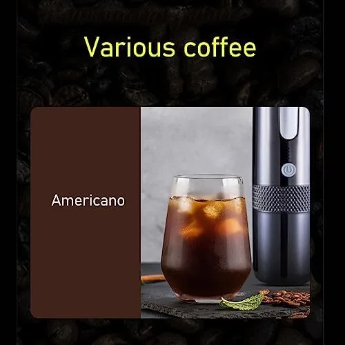 Vista 2 de VGEBY Cafetera portátil, mini cafetera de mano inalámbrica tipo C recargable con batería de 1200 mAh para viajes y campamento