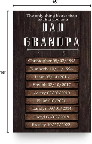 Vista 7 de Orgulloso papá y abuelo, regalo para padres personalizado con nombre, regalo del día del padre para papá, lienzo para papá, regalo para papá regalos