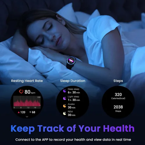 Vista 4 de Relojes inteligentes militares para hombres (respuesta/hacer llamadas), reloj de fitness de 1.39 pulgadas con monitor de sueño con podómetro