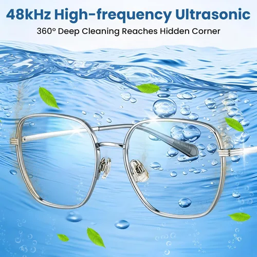 Vista 2 de Limpiador ultrasónico, limpiador ultrasónico profesional de joyas de 48 kHz para anteojos, joyas, anillos, correas de reloj, dentaduras postizas