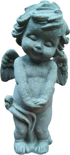 Vista 7 de livelyfish Estatua de ángel guardián, pequeña figura de querubín rezando, alas de arenisca, escultura de ángel para acuario, hogar, pecera