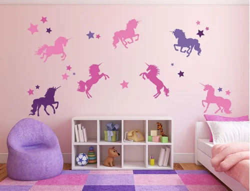 Vista 4 de Unicorn Stickers for Kids Room - Never Stop Believing Magical Themed Wall Decor - Vinyl Mural for Girls or Boys Bedroom, Baby Nursery, or Playroom