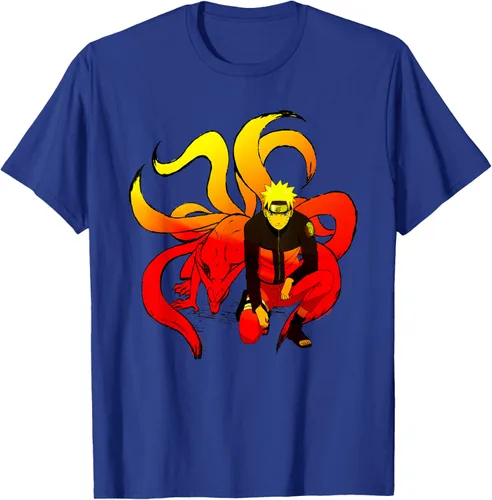 Vista 18 de Naruto Shippuden Naruto and 9 Tails - Camiseta de manga corta Negro
