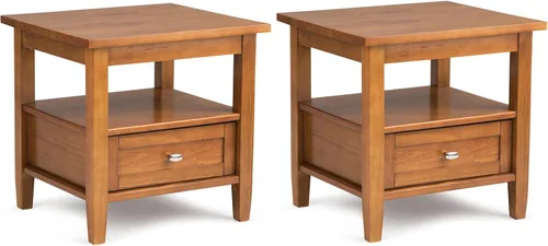 Vista 35 de SIMPLIHOME - Mesa lateral estrecha rectangular Warm Shaker, de madera maciza, de 14 pulgadas de ancho, estilo transicional, color negro, para sala