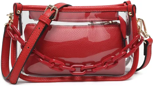 Vista 10 de Jessica - Bolso vegano transparente para mujer, aprobado por estadios, bolsos cruzados para conciertos, eventos deportivos