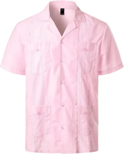 Vista 17 de VATPAVE - Camisas de manga corta con botones estilo guayabera cubana para hombre
