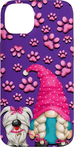 Vista 14 de iPhone 11 - Cosas de gnomo púrpura para mujer, patrón de pata rosa para perro, mamá