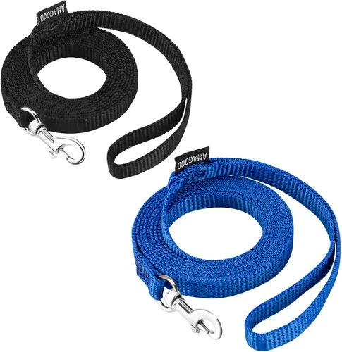 Vista 68 de AMAGOOD 6 pies de correas para cachorros/perros, correa de estilo tradicional resistente con gancho de cuello fácil de usar, correa para perros Negro