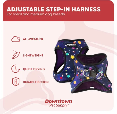 Vista 234 de Downtown Pet Supply Arnés para perro Step-in – Sin tirones, malla acolchada ajustable con ribete reflectante, correa de hebilla segura – Arnés