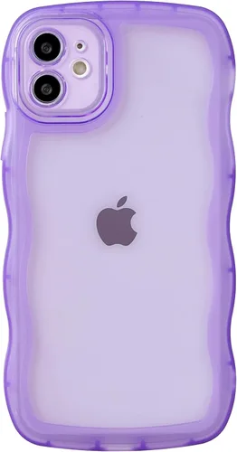 Vista 8 de Caseative Funda para iPhone 11, color negro Marco de onda rizada de color sólido claro suave