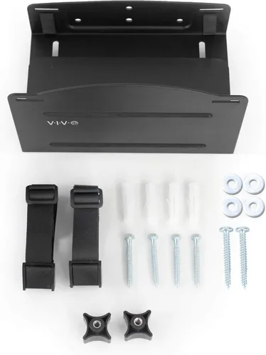 Vista 7 de VIVO Soporte universal de pared para PC, soporte de acero ajustable, carcasa de computadora, soporte de correa de CPU de marco abierto, negro