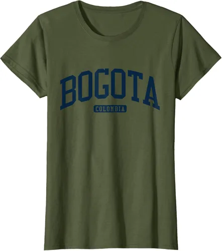 Vista 69 de Bogotá Colombia College University Style Camiseta azul marino, Blanco