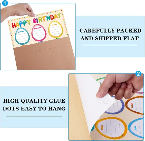 Vista 7 de WhatSign Tabla de feliz cumpleaños – Calendario de aula laminado reutilizable para decoración de tablones de anuncios