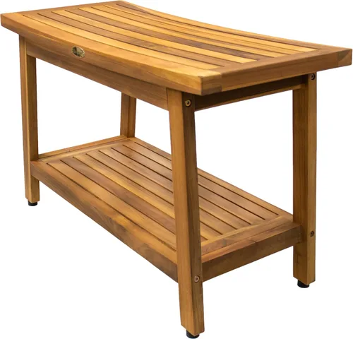 Vista 19 de EcoDecors Eleganto - Banco Taburete de ducha de madera de teca impermeable de 16 pulgadas de altura, color natural, silla de asiento para ducha