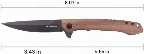 Vista 8 de Cuchillo de caballero con mango de madera, cuchillo de bolsillo abatible, rodamiento de bolas, cuchillo plegable, cuchillos EDC para hombres