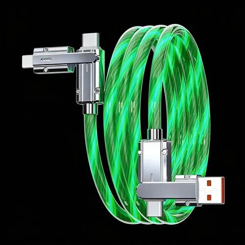 Vista 26 de Cable USB PD cargador rápido iluminado (USB 4 en 1 azul), soporta transferencia de datos, se puede utilizar como luz nocturna, longitud del cable
