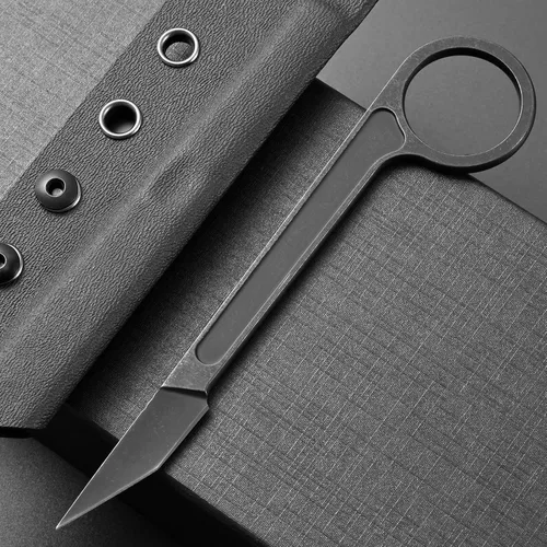 Vista 2 de CCanku C1104 - Cuchillo de hoja fija D2 con mango de acero inoxidable para caza, herramienta EDC, supervivencia, campamento al aire libre con funda