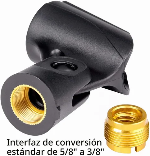 Vista 4 de Soporte universal de clip para micrófono con adaptadores de tuerca de 5/8" a 3/8", negro, paquete de 5