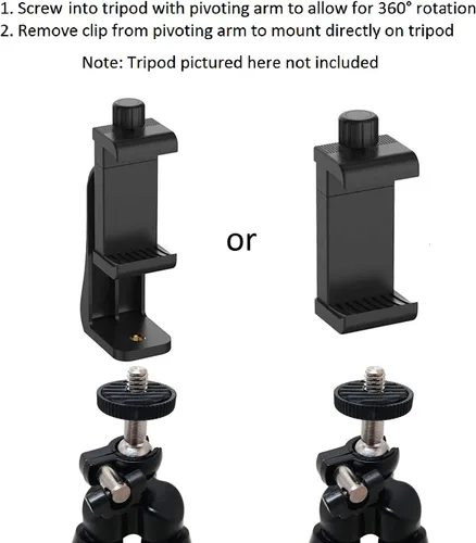 Vista 4 de Alphx - Juego de adaptador universal para trípode para teléfono celular, compatible con iPhone, Samsung y todos los teléfonos, gira vertical