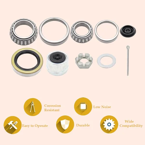 Vista 4 de Kit de cojinete de eje de remolque de barco L68149 L44649 con cubiertas antipolvo de remolque de 1.98 pulgadas, sellos de grasa de 171255TB, tuercas