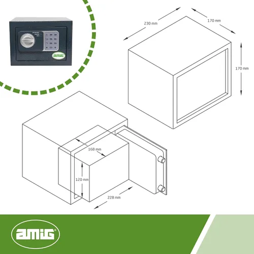 Vista 7 de Amig - Caja fuerte con código - Caja fuerte superpuesta - Acero - Pequeño camuflaje - Ideal para el hogar - Protección del dinero y joyas de valor