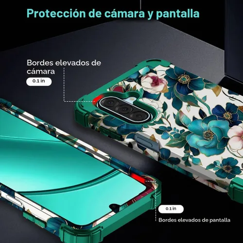 Vista 5 de Hekodonk Funda para Galaxy A17 5G, tres capas de protección resistente a prueba de golpes, plástico duro+silicona suave, funda protectora de cuerpo