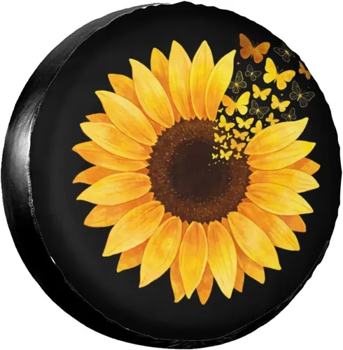 Vista 18 de Daisies Music Notes - Cubierta de neumático de repuesto de girasol, protector de rueda a prueba de polvo, para remolque, caravana, SUV y muchos